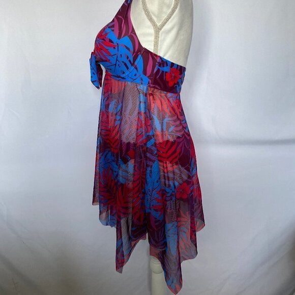 2 Piece Mesh Tropical Print Bathing Suit - Picture 3 of 16